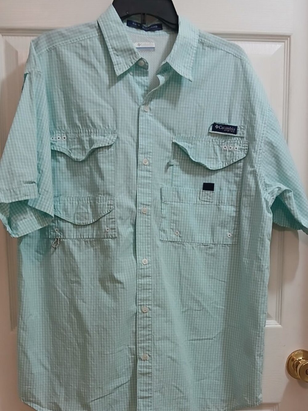 Men' Shirt 3X Columbia PFG Super Bonehead Green Plaid Fishing Lightweight Cotton